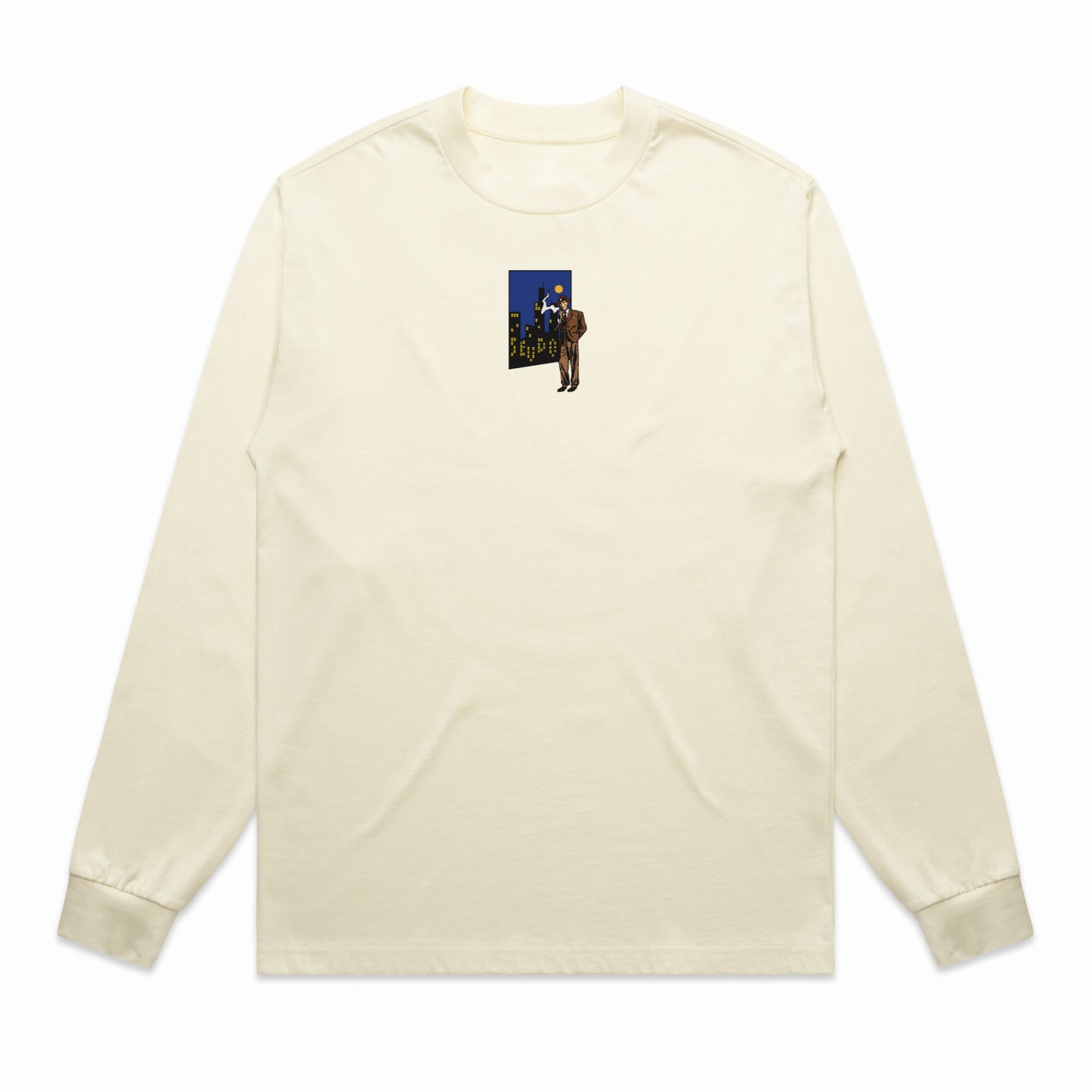 "City Detective" Long Sleeve Heavyweight Shirt - Cream