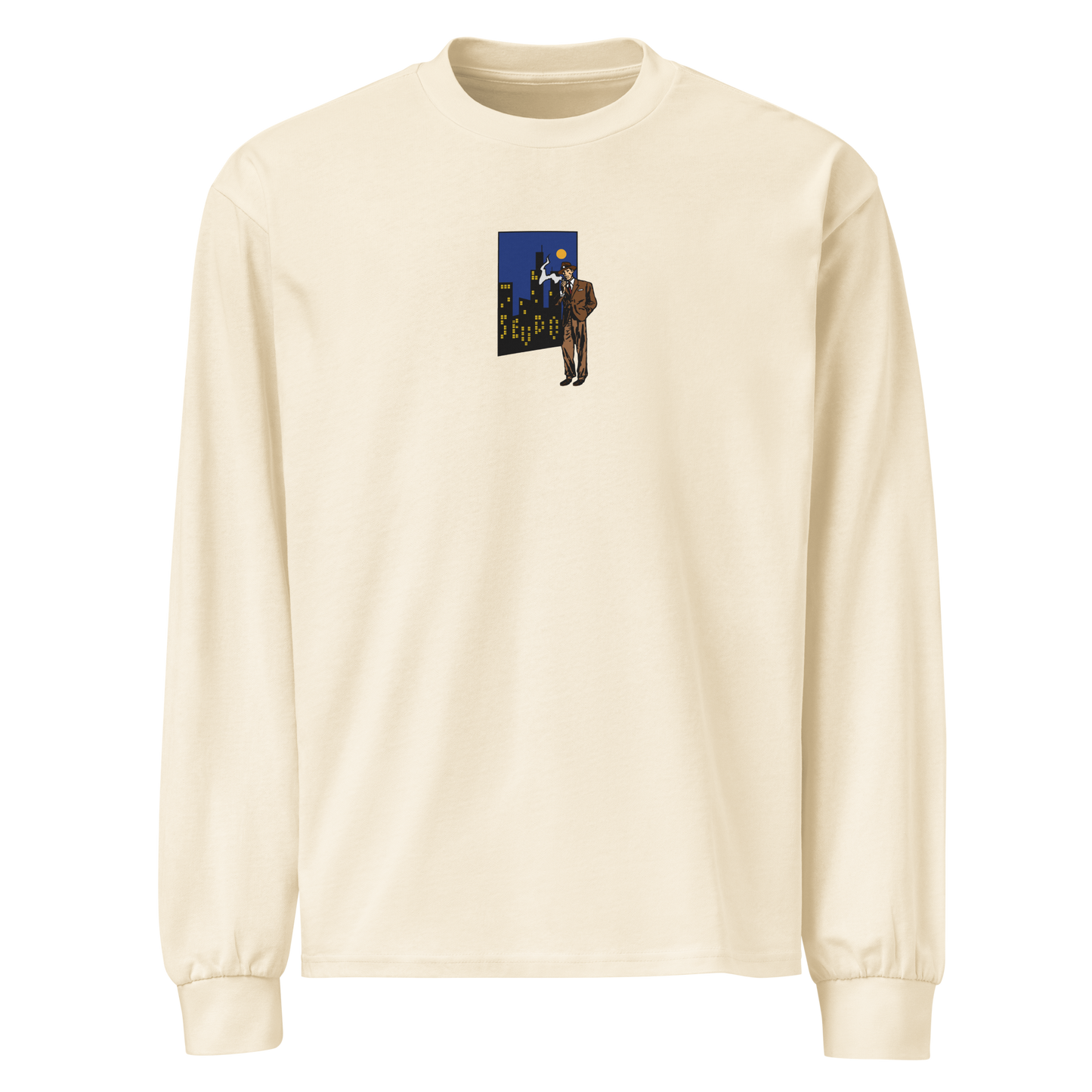 "City Detective" Long Sleeve Heavyweight Shirt - Cream