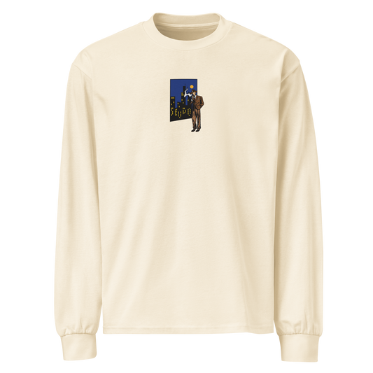 "City Detective" Long Sleeve Heavyweight Shirt - Cream